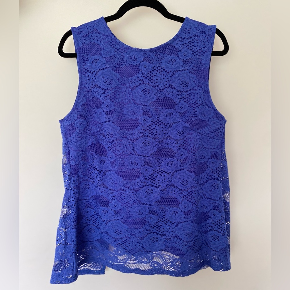 Blue Lace Sleeveless Blouse